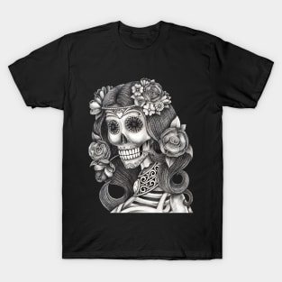 Female skeleton in love. T-Shirt